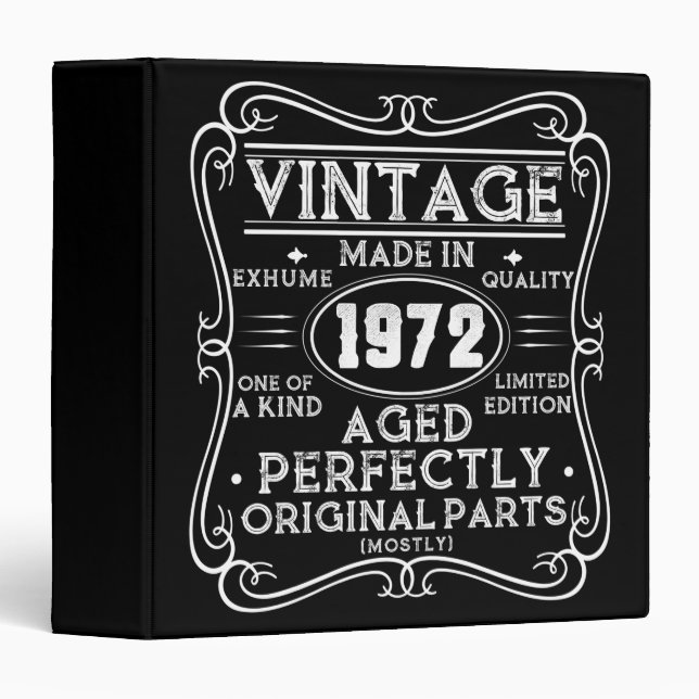 Vintage Made In 1972 Retro Classic Binder (Front/Spine)