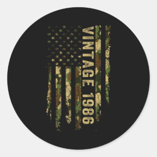 Vintage Made In 1986 American Flag 40th Birthday G Classic Round Sticker