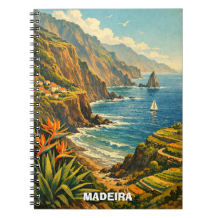 Vintage Madeira Portugal Coastal Cliffs Travel Notebook