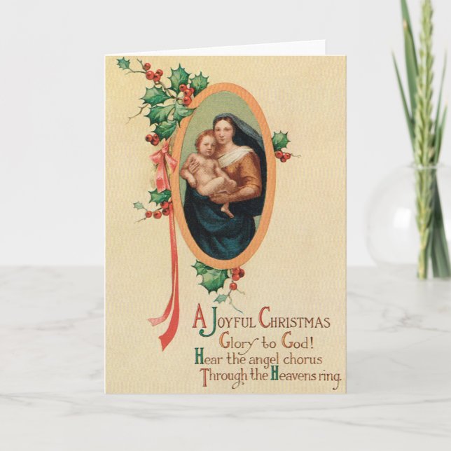 Vintage Madonna and Child Christmas Greeting Card (Front)