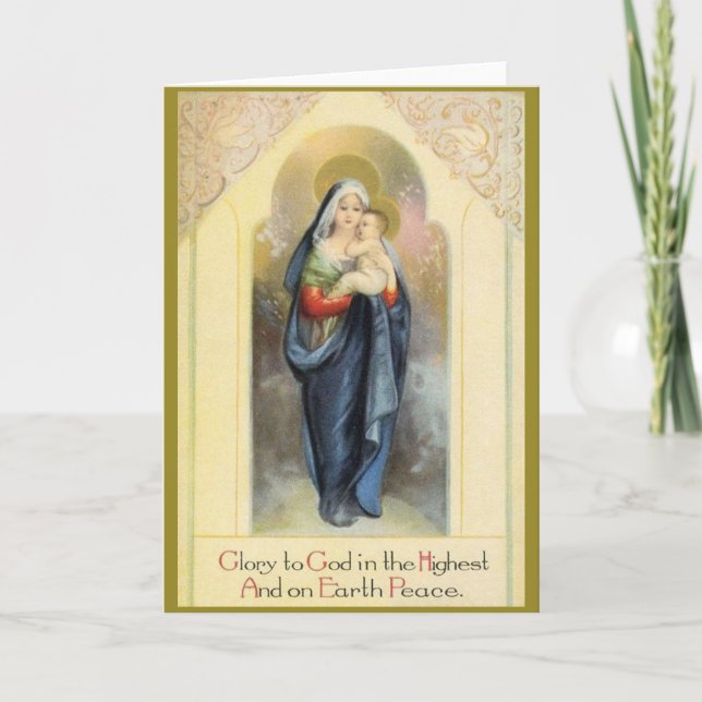 Vintage Madonna and Child Christmas Greeting Card (Front)