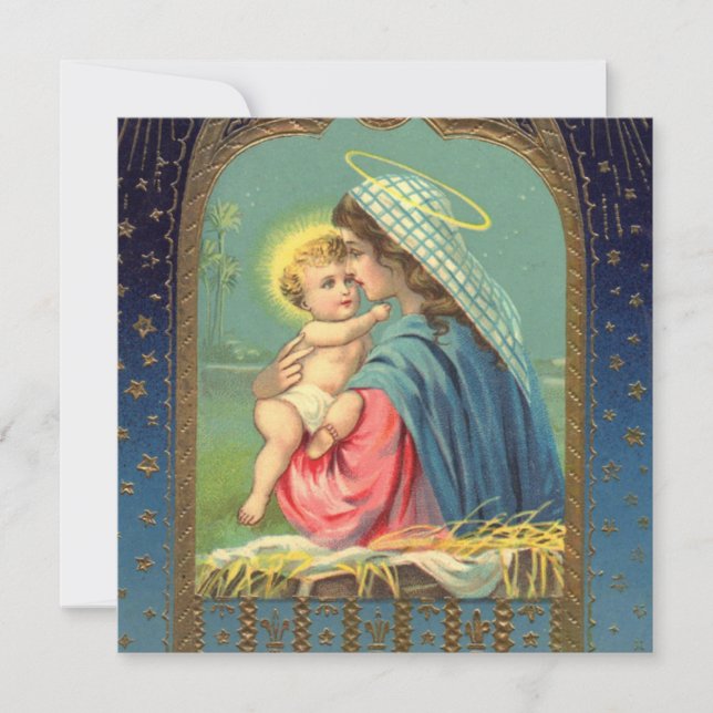 Vintage Madonna and Child Christmas Holiday Card (Front)