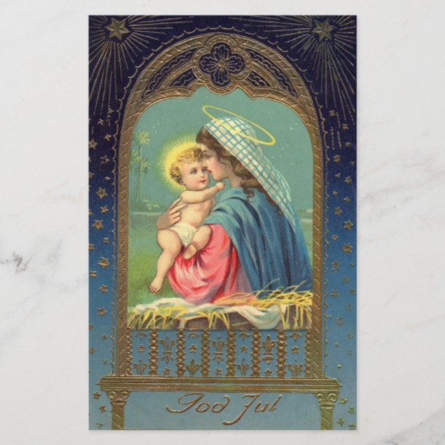 Vintage Madonna and Child Christmas Stationery (Front)