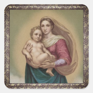 Vintage Madonna And Child Square Sticker