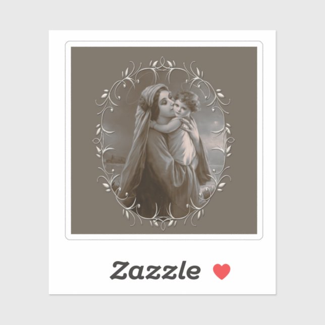 Vintage Madonna and Child with Silver Frame (Sheet)