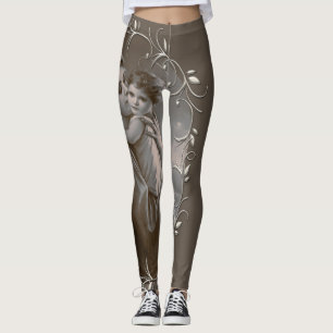 Vintage Madonna and Child with Silver Frame Leggings