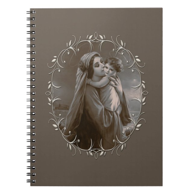 Vintage Madonna and Child with Silver Frame Notebook (Front)