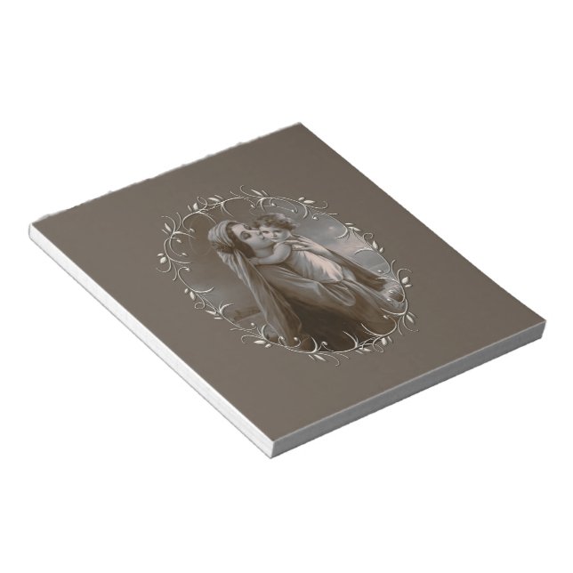 Vintage Madonna and Child with Silver Frame Notepad (Angled)