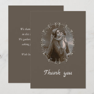 Vintage Madonna and Child with Silver Frame Thank You Card
