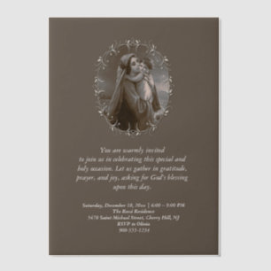 Vintage Madonna and Child with Silver Frame Vellum Invitations