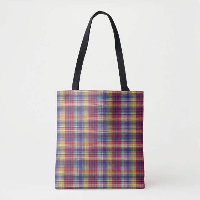 Vintage Madras Plaid Pattern Tote Bag (Front)