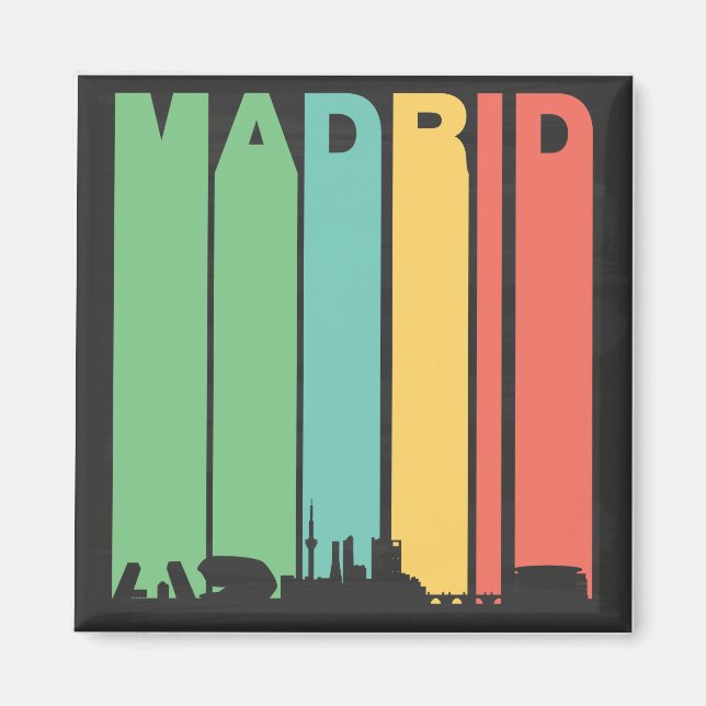 Vintage Madrid Cityscape Magnet (Front)