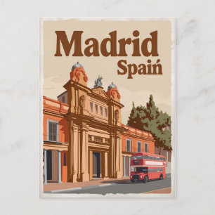 Vintage Madrid Spain sky view souvenirs, gifts Postcard