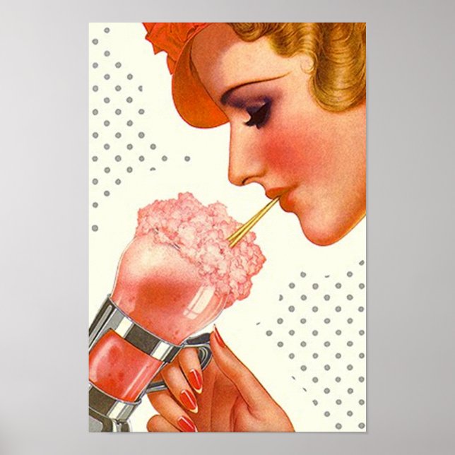 Vintage Mag Cover Soda Fountain strawberry Poster (Front)