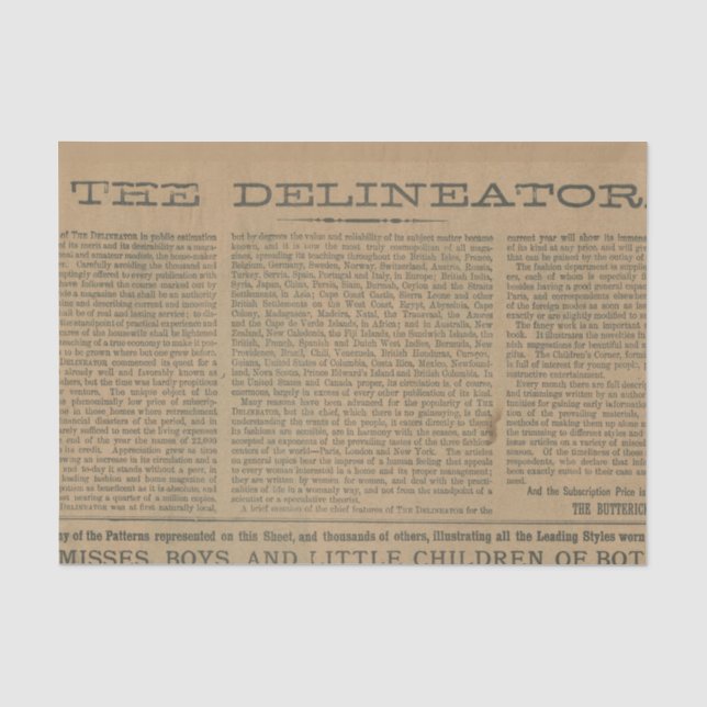 Vintage Magazine Newsprint Tissue Paper (Front)