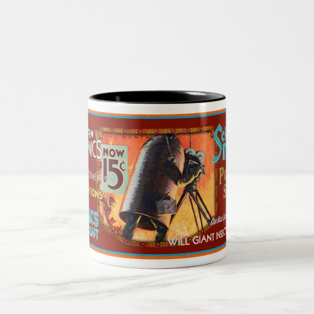 VINTAGE MAGAZINES THEME Two-Tone COFFEE MUG (Center)