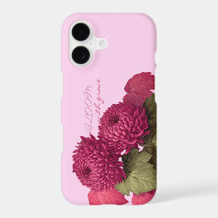Vintage Magenta Chrysanthemum Botanical