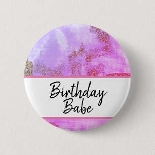 *~* Vintage Magenta Purple Glitter Distressed 2 Inch Round Button