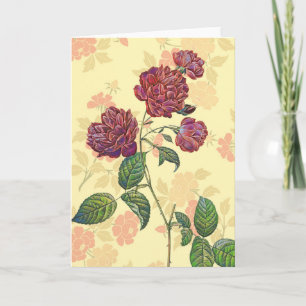 Vintage Magenta Roses Art Note Card
