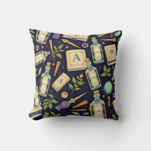 Vintage Magic & Alchemy Throw Pillow