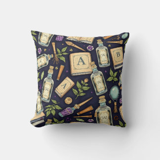 Vintage Magic & Alchemy Throw Pillow