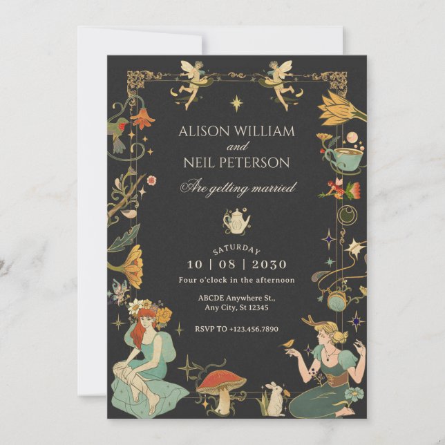 Vintage Magic Fairy tale  mystic wedding Invitation (Front)