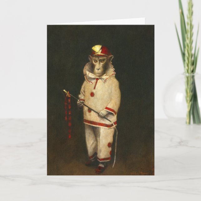 Vintage Magic Monkey Greetings Card (Front)