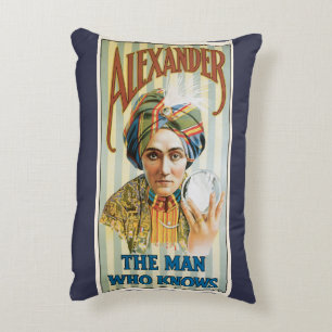 Vintage Magic Poster, Alexander, the Man Who Knows Accent Pillow