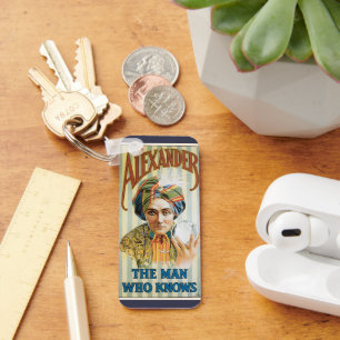 Vintage Magic Poster, Alexander, the Man Who Knows Keychain