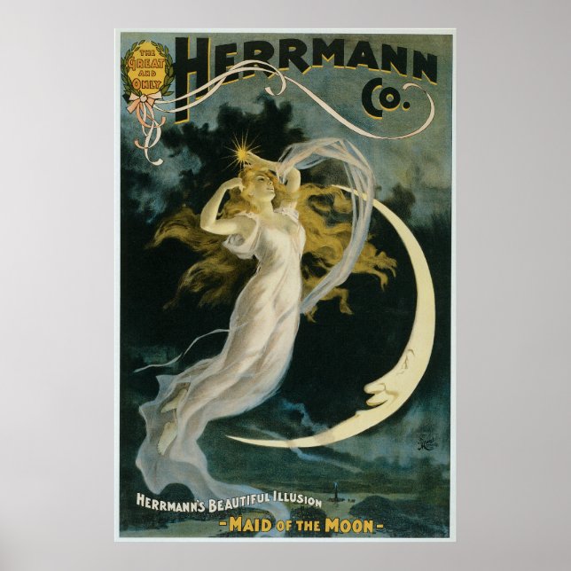 Vintage Magic Poster Art Woman and Moon (Front)