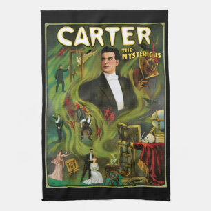 Vintage Magic Poster, Carter the Mysterious Kitchen Towel
