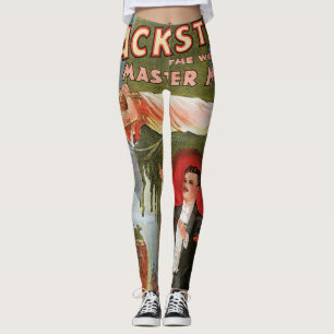 Vintage Magic Poster, Great Blackstone Magician Leggings
