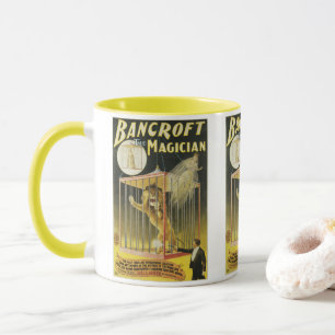 Vintage Magic Poster, Magician Bancroft and Lion Mug