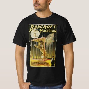 Vintage Magic Poster, Magician Bancroft and Lion T-Shirt