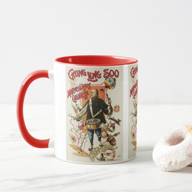 Vintage Magic Poster, Magician Chung Ling Soo Mug (With Donut)