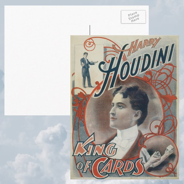 Vintage Magic Poster, Magician Harry Houdini  Postcard (Creator Uploaded)