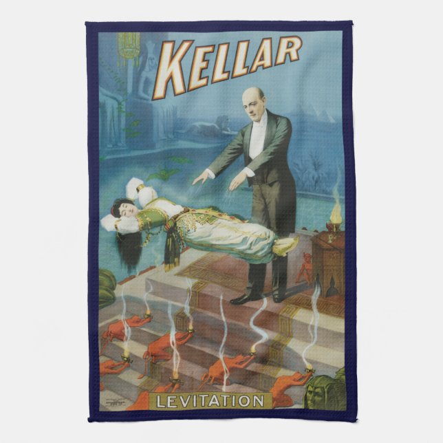 Vintage Magic Poster, Magician Harry Kellar Kitchen Towel (Vertical)
