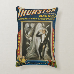 Vintage Magic Poster, Thurston, The Great Magician Accent Pillow