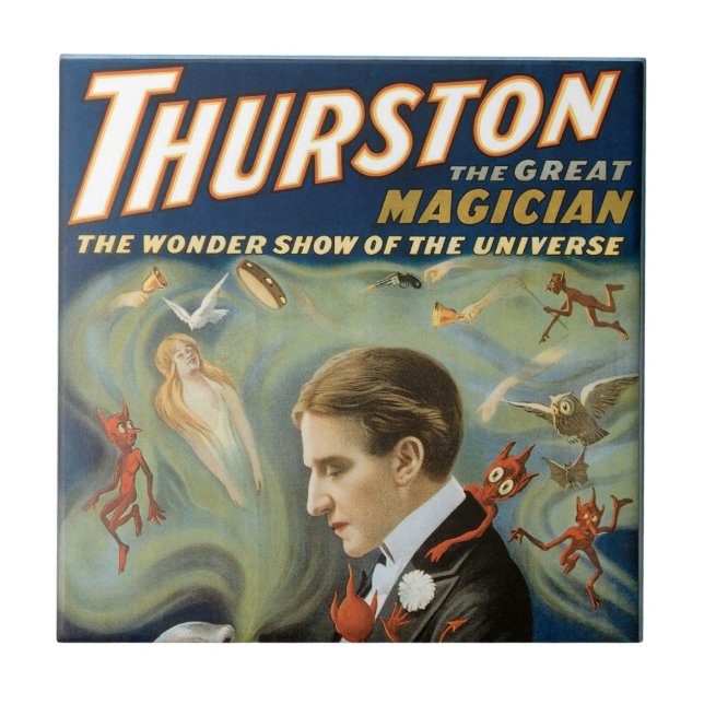 Vintage Magic Poster, Thurston, The Great Magician Tile (Front)