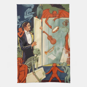 Vintage Magician Carter the Great Magic Act Kitchen Towel