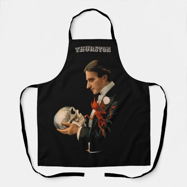 Vintage Magician, Thurston Holding a Human Skull Apron (Front)