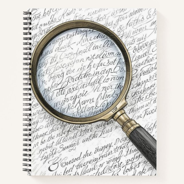 Vintage Magnifying Glass Ink Sketch Notebook (Front)
