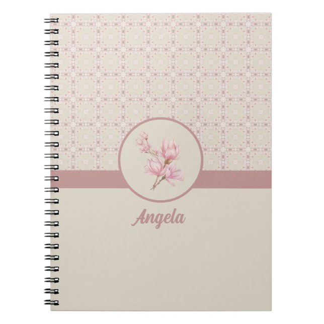 Vintage Magnolia Beige Ephemera Pattern Notebook (Front)