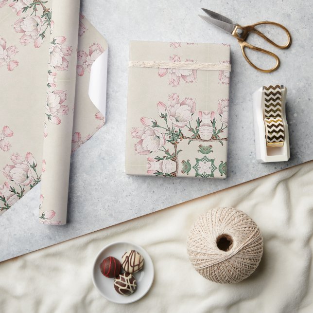 Vintage Magnolia Blossom Ephemera Pattern Wrapping Paper (Crafts)
