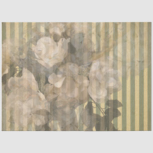 Vintage magnolia bouquet on stripes decoupage tissue paper