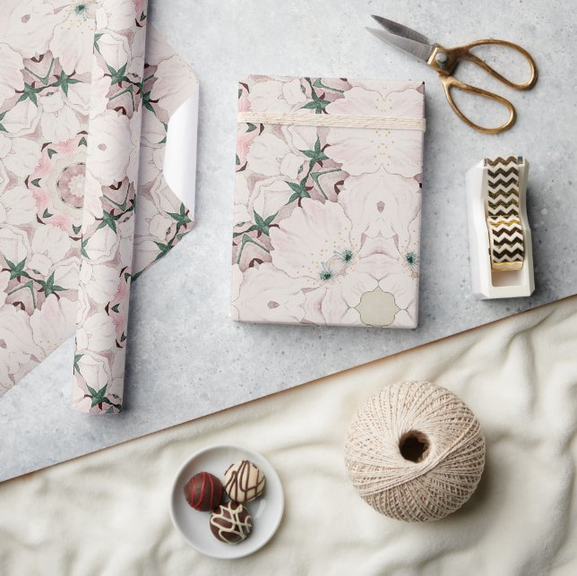 Vintage Magnolia Floral Ephemera Pattern Wrapping Paper (Crafts)