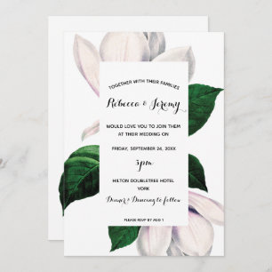 vintage magnolia floral wedding invitation