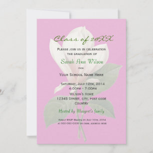 Vintage magnolia flower graduation party invitation