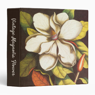Vintage Magnolia Flowers Plant With Seeds Binder