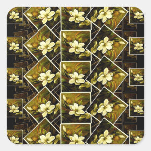 Vintage Magnolia Grandiflora Remixed in Frames Square Sticker
